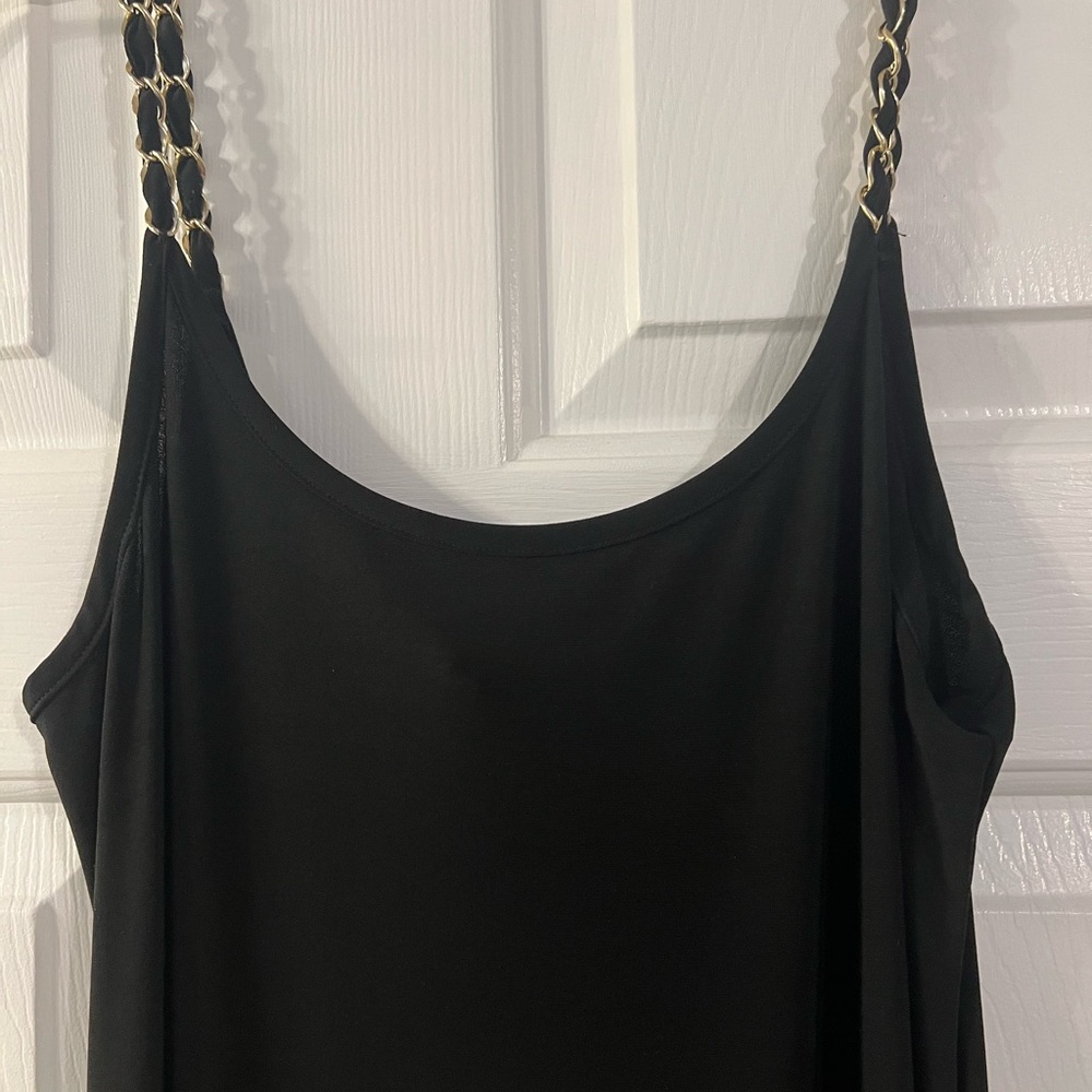 Elegant Black Maxi Dress by MSK with Gold Chain Straps. Size Medium. EUC